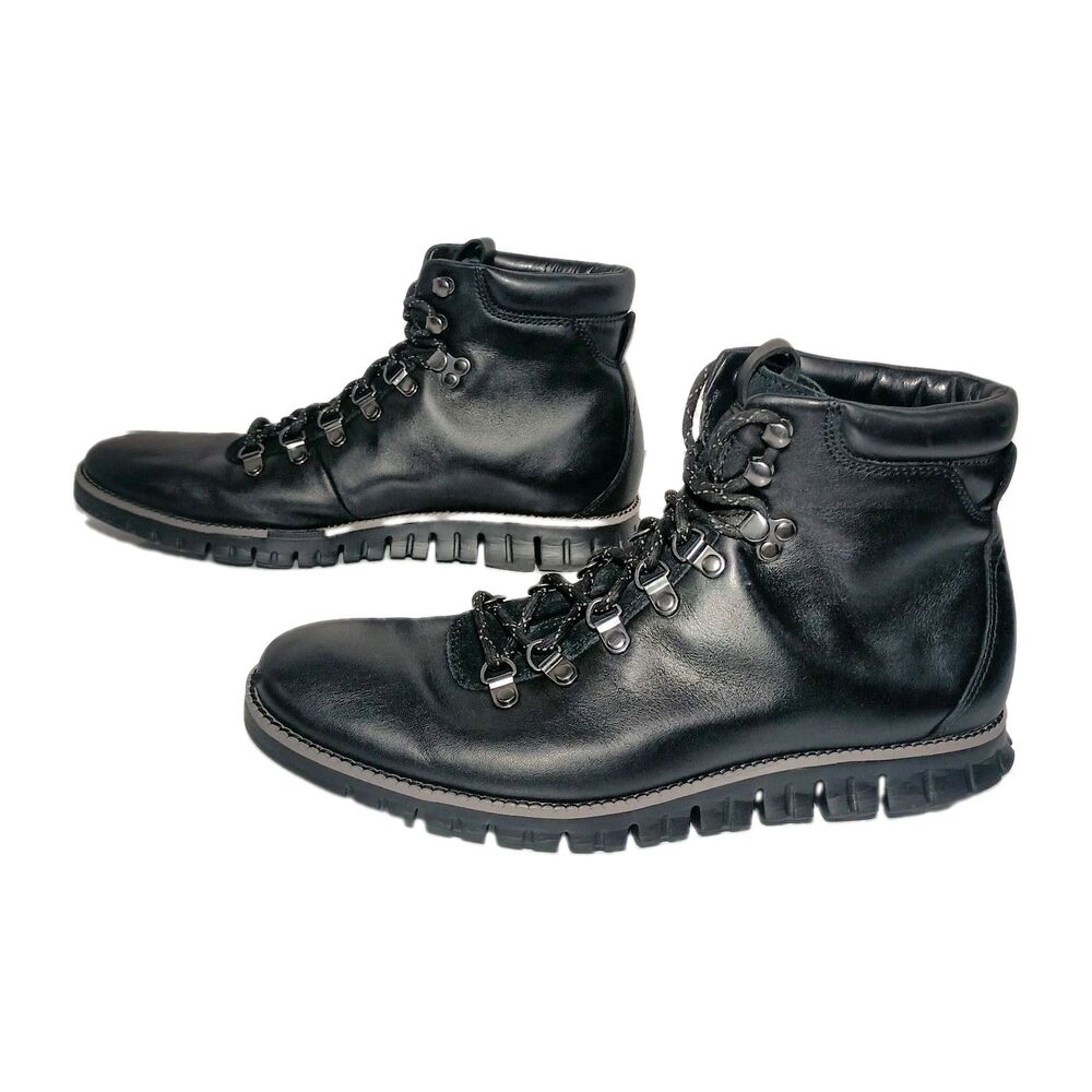 Cole Haan ZeroGrand Hiker Boots Mens 9 M Black Leather Water Resistant C26254